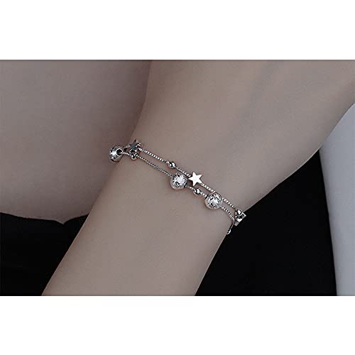 925 Sterling Silver Plated Bracelets for Women Love Heart Charm Chain Bracelet Bangle Fashion Jewelry Gifts - style: heart chain-white