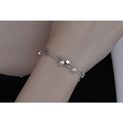 925 Sterling Silver Plated Bracelets for Women Love Heart Charm Chain Bracelet Bangle Fashion Jewelry Gifts - style: heart chain-white