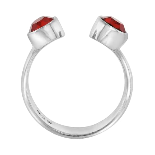 Sterling Silver Birthstone Colors Crystal Toe Ring for Women Open Top Midi Ring Knuckle Ring Adjustable sizes 2 to 4 - style: Ruby Red