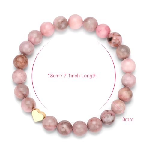 Healing Bracelet For Women Anxiety Beaded Bracelets Jewelry Healing Stone Crystal Bracelet Stress Relief Yoga Beads Chakra Bracelets Gifts For Women pink - color: Heart-Pink Zebra Stone