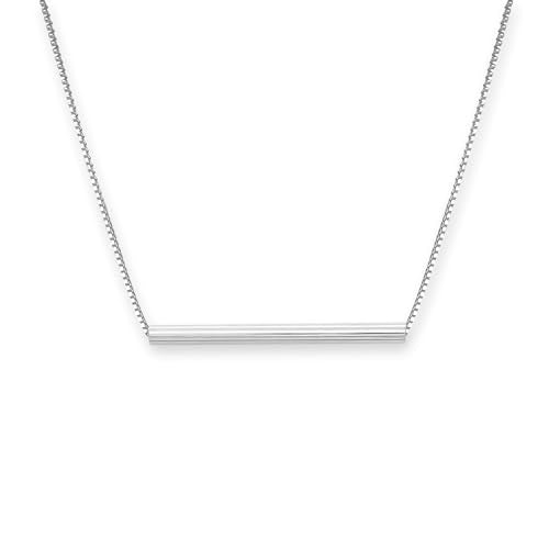 Delicate and Dainty 925 Sterling Silver Tube Bar Necklace for Women Minimalist Balance Necklace Gift for Wife Birthday Present for Girlfriend - size: 20 inches