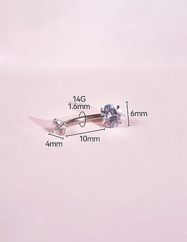 limerencia 14G G23 Titanium Belly Button Ring with Small Teardrop Cubic Zirconia 10mm Internally Threaded Navel Piercing Jewelry - color: Small Heart