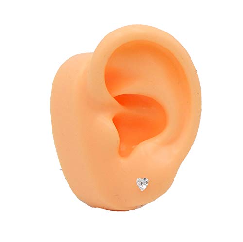 925 Sterling Silver 4mm Heart Birthstone CZ Stud Earrings 33210 (Choose Your Color) (Nickel Free) - color: Crystal