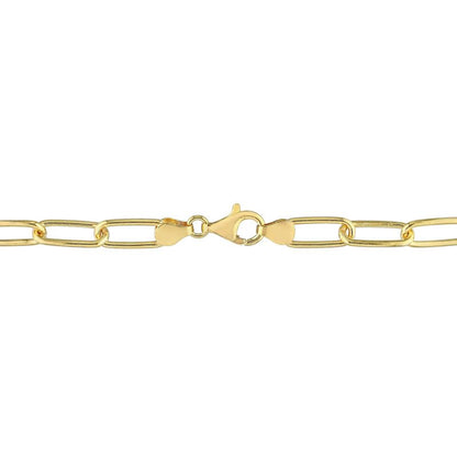 Italian Sterling Silver Paperclip Link Bracelet - Men & Women - 3.5mm, 5mm, 6mm - Available in Sterling Silver, Yellow Gold, Rose Gold - 9 inch, 7.5 inch - color: Yellow, size: 6MM