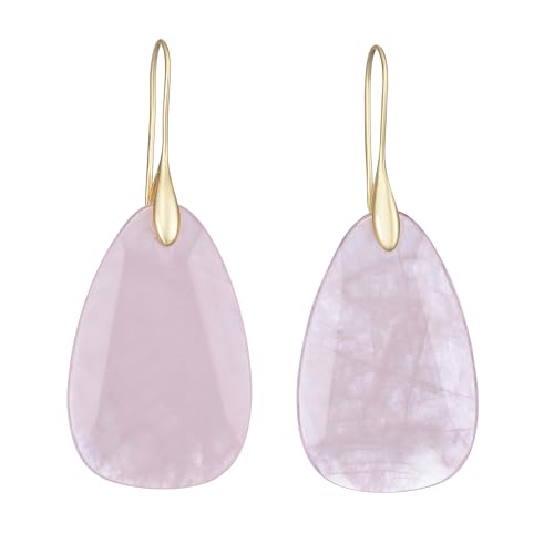 Boho Multiple Style Natural Stone Earrings for Women Unique Healing Gemstone Energy Hypoallergenic Lightweight Dangle Drop Earrings Multiple Styles Earrings Jewelry for Birthday Party Gift - style: Rose Quartz-Gold Hook