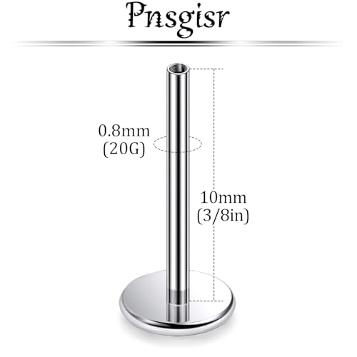 F136 Titanium 20/18/16G Threaded/Threadless Flat Earring Back Converter Kit Nose Lip Rings Medusa Labret Flatback Posts Cartilage Helix Conch Tragus Stud Piercing Jewelry Bar for Women Men - color: Internally Threaded, size: 20g, 3/8in