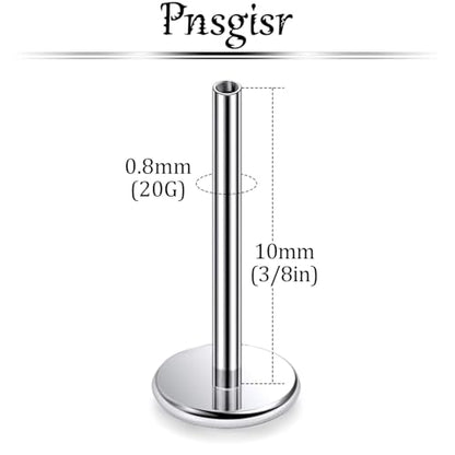 F136 Titanium 20/18/16G Threaded/Threadless Flat Earring Back Converter Kit Nose Lip Rings Medusa Labret Flatback Posts Cartilage Helix Conch Tragus Stud Piercing Jewelry Bar for Women Men - color: Internally Threaded, size: 20g, 3/8in