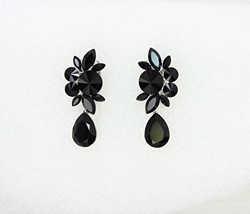 Faship Statement Dangling Floral Clip On Earrings For Women - color: Black