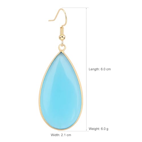 BaubleStar Natural Crystal Healing Stone Earrings Statement Teardrop Dangle Earrings for Women - color: Light Blue