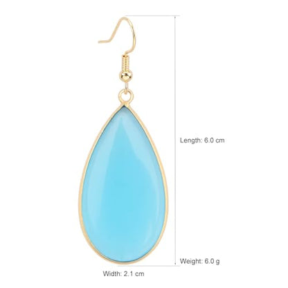 BaubleStar Natural Crystal Healing Stone Earrings Statement Teardrop Dangle Earrings for Women - color: Light Blue
