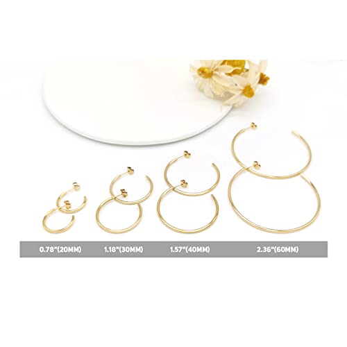 ESMATOO Gold Hoop Earrings for Women - Plated Gold 20mm/30mm/40mm/60mm Lightweight Thin Hoop Earrings - color: Gold, size: 30MM