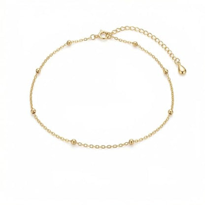 NONAMOIS Ankle Bracelets for Women Dainty 18K Gold Plated Anklet | Stainless Steel Waterproof Satellite Beaded Pearl Star Cross Chain Anklets Non Tarnish Summer Beach Foot Jewelry Gifts - color: Beaded-GD