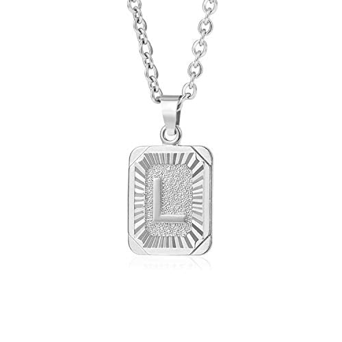 Glimmerst Initial Pendant Necklace 18K Gold Plated Stainless Steel Letter Necklace Personalizd Name Necklace for Women - style: Silver L