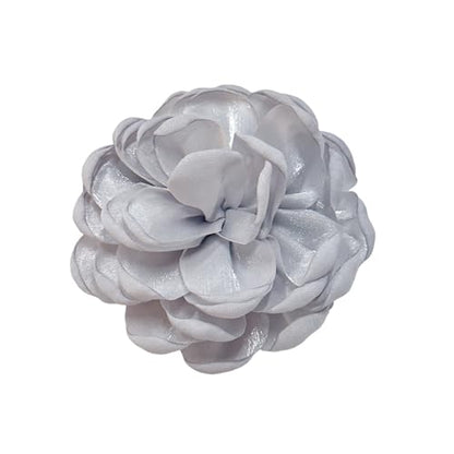 9cm Wedding Fabric Flower Brooch Pin Hair Clip for Women Men Elegant Big Camellia Rose Floral Brooches Lapel Pins Dainty Holiday Party Costume Dress Accessories Jewelry - color: Grey