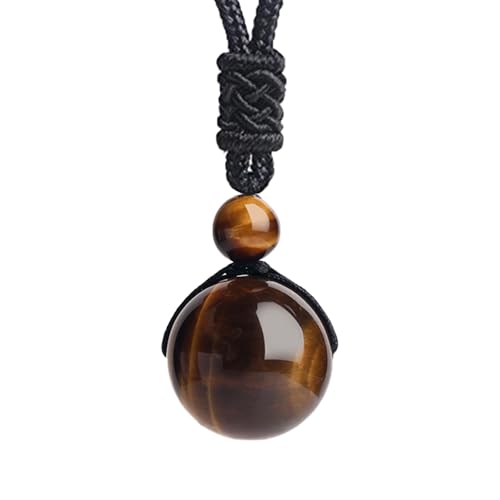 Anjiucc Natural Gemstone Healing Crystals Necklace, Adjustable Chakra Beads Pendant for Women Men, Protection, Energy Balance - color: Tiger's Eye