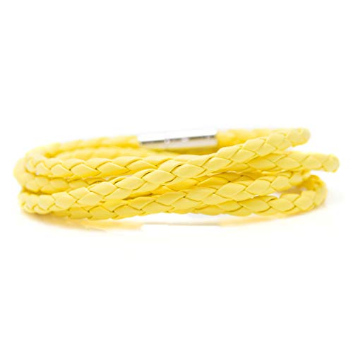 Xusamss Fashion Alloy Buckle Multilayer Leather Wrap Cuff Bracelet,7.5inches - color: Yellow