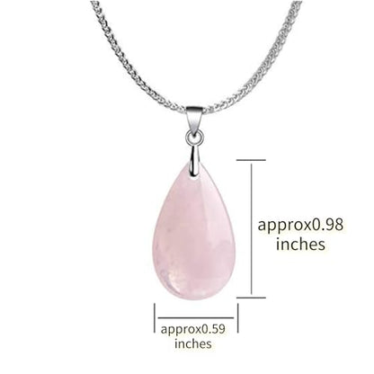 iSTONE 925 Sterling Silver Natural Crytral for Womens Pendant Necklace, Gemstone Birthstone with 17.8" Silver Chain Ladies - color: Rose Quartz