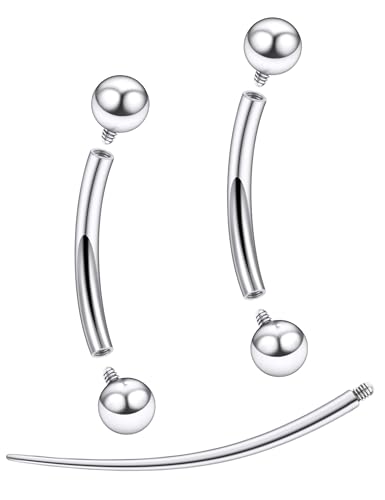 Eyebrow Piercing Jewelry F136 Titanium Internally & externally Threaded Curved Barbell Vertical Labret Lip Jewelry Ear Rook Navel Belly Button Ring Women Men 20g 18g 16g 6mm/8mm/10mm/12mm - color: 6mm 16G Internal Thread Titanium Ball Eyebrow Rings