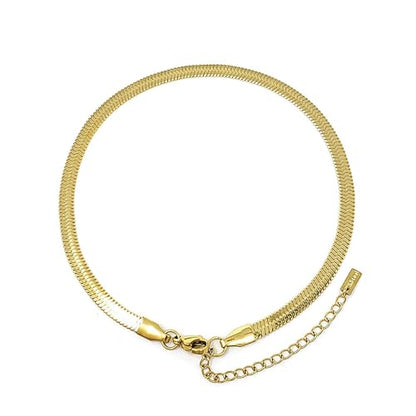 Stainless Steel Chain Ankle Bracelet for Women Adjustable Waterproof Anklet - color: Gold / 4mm Herringbone
