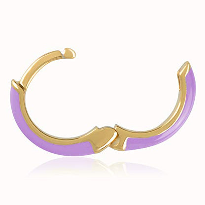 14K Gold Plated Sterling Silver Enamel Color Huggie Hoop Earrings for Women – Wide Range of Vibrant Color Options Available - color: Purple ( Fancy )