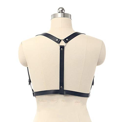 BODIY Plus Size Harness Punk Leather Black Harness Belts Women Fashion Body Harness for Women - color: Black