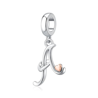 Letter Charms for Pandora Bracelets 925 Sterling Silver Alphabet Initial Charms Bead Jewelry Gift for Women - style: Initial A