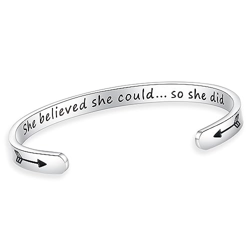 SAM & LORI Personal Bracelets for Teens/Women-Inspirational Jewelry Gifts (Various Designs) for Daughter/Sister/Mom/Friends-Adjustable Bracelet in a Pretty Gift Box - style: She believed she could...
