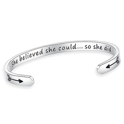 SAM & LORI Personal Bracelets for Teens/Women-Inspirational Jewelry Gifts (Various Designs) for Daughter/Sister/Mom/Friends-Adjustable Bracelet in a Pretty Gift Box - style: She believed she could...