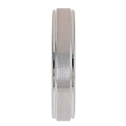 Tungsten Carbide Wedding Bands That Feature Different Finishes and Edge Colors - color: Brushed-5mm