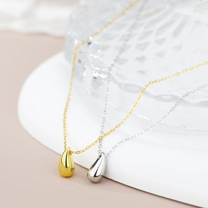 EVEYE S925 Sterling Silver Necklace For Women, Teardrop Pendant Necklaces, Pear Pendant Necklace Jewelry Minimalist style Gift - color: White Gold
