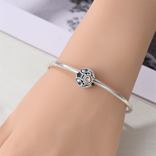 925 Sterling Silver Charms for Bracelets and Necklaces Lipstick and Perfume High Heels Dangle Pendants Heart Butterfly Bead Charms Halloween Christmas Gift for Womens - style: Sun Moon Stars Charm