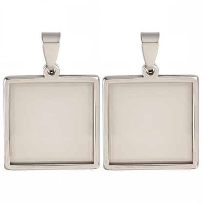1 Box 10Pcs Stainless Steel Pendant Trays Square Bezel Pendant Trays Bulk Silver 20mm Small Cabochon DIY Charm Blank Bezel Base for Jewelry Making Resin Craft Photo Necklace Bracelets Adults - style: silver square
