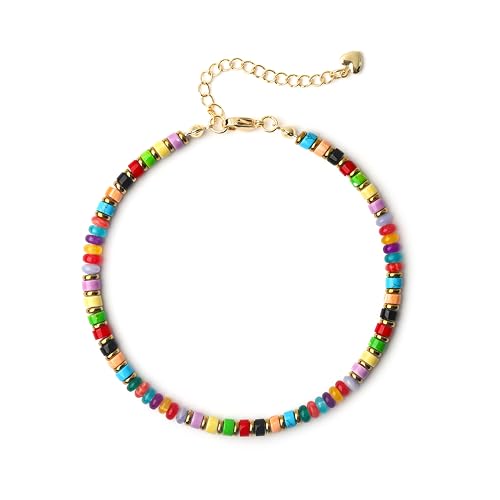 XIJIN Natural Stone Beaded Anklets for Women Handmade Beach Boho Turquoise Beads Ankle Bracelet Jewelry Gift for Her - color: H