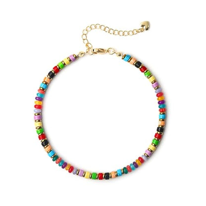 XIJIN Natural Stone Beaded Anklets for Women Handmade Beach Boho Turquoise Beads Ankle Bracelet Jewelry Gift for Her - color: H