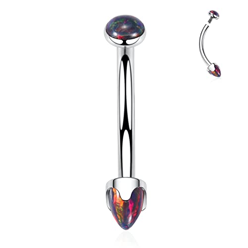 GAGABODY Titanium Eyebrow Jewelry - Curved Barbell & Labret Stud, 16g - Belly Button Ring & Cartilage Earring - Opal Bridge Jewelry - color: 1Pc-Arrow Shape Black Purple Opal