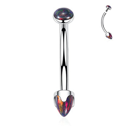 GAGABODY Titanium Eyebrow Jewelry - Curved Barbell & Labret Stud, 16g - Belly Button Ring & Cartilage Earring - Opal Bridge Jewelry - color: 1Pc-Arrow Shape Black Purple Opal