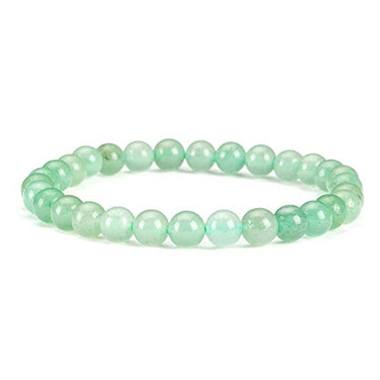 Cherry Tree Collection - Small, Medium, Large Sizes - Gemstone Beaded Bracelets For Women and Men - 6mm Round Beads - color: Green Aventurine, size: Medium