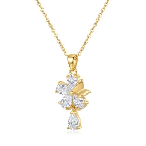 Gold Plated Whimsical & Nature Inspired Pendant Necklace for Women - 3D Charm Jewelry for Tea Lovers, Good Luck & Layering, Adjustable Chain