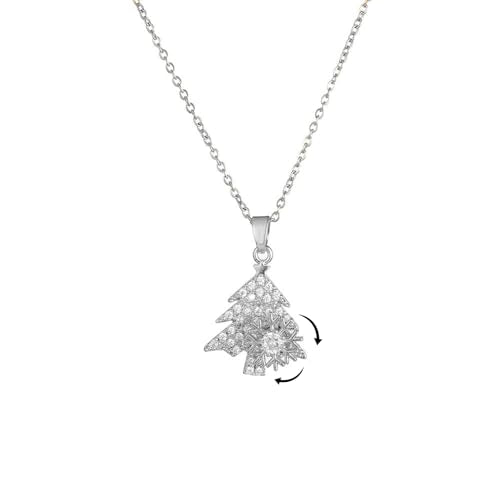 Sunflower Fidget Necklace for Women Gold Moon Necklace Rotating Heart Necklaces Spinning Crystal Flower Anxiety Necklaces Crescent Moons Jewelry Accessories - color: Silver Tree