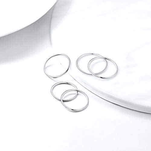 PROSTEEL Stainless Steel Rings Set, Women's Plain Band Knuckle Stacking Midi Rings Comfort Fit, Silver/Gold/Rose Gold/Black Tone, Multi Size #4-#12 - color: I 5 pcs-925 Sterling Silver