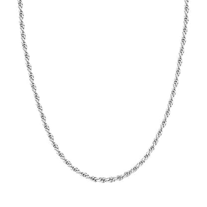PAVOI 14K Gold Plated Adjustable Link Chain Necklace for Women | Box Rope Sphere Bead Serpentine Anchor Mariner Gold Chain Necklaces - color: White Gold, style: Rope