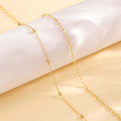 Tewiky Layered Waist Chain for Women, 14K Gold/Silver Plated Belly Chains | Beach Waist Beads Chain, Waterproof Twist Figaro Cuban Body Chain, Summer Jewelry for Women Gifts - color: Gold Waist Chain6