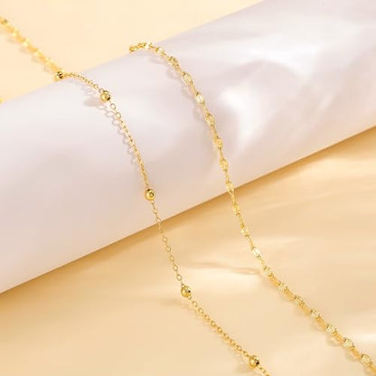 Tewiky Layered Waist Chain for Women, 14K Gold/Silver Plated Belly Chains | Beach Waist Beads Chain, Waterproof Twist Figaro Cuban Body Chain, Summer Jewelry for Women Gifts - color: Gold Waist Chain6