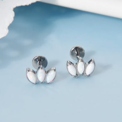 Lantine G23 Titanium Helix Piercing Jewelry Opal 16g Flat Back Stud Earrings Climber Labret Cartilage Tragus Daith Piercing Jewelry - color: White Opal, size: 16g 6mm