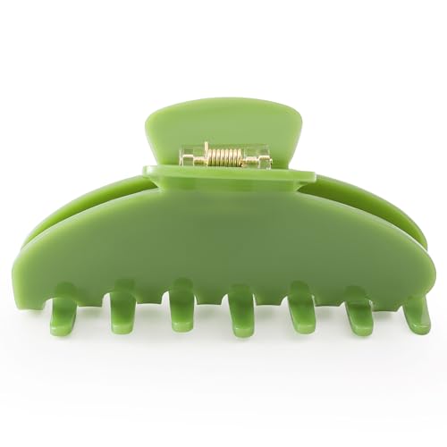 Big Hair Claw Clips for Thick Hair, Nonslip Large Green Hair Clip | Celluloid Butterfly Jaw Clips, Strong Hold for Women，Rounded teeth, no pull，Acetate: 3x tougher，Smooth spring, easy open - color: Green Claw Clip
