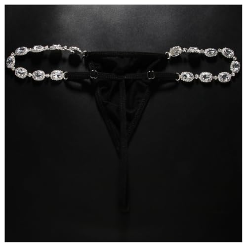 Sexy Festival Rhinestone Chain Thong for Women Stretch Crystal Chain Thong G String Bikini Back Underwear Body Jewelry - style: Silver