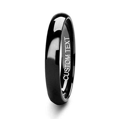 3mm Stainless Steel 316L Classic Plain Wedding Band Ring | High Polished | Personalize Engravings - color: Black