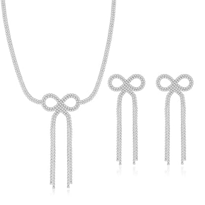 Silver Plated Necklace Earrings Bracelet Crystal Bridal Wedding Jewelry Sets for Wedding princess birthday party Halloween Prom Pageant Jewelry - color: 3-white