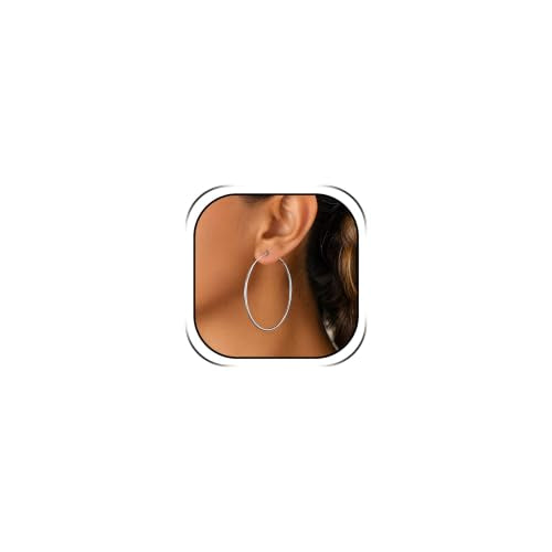 Big Chunky Gold Hoop Earrings for Women Beaded Large Statement Earrings Lightweight Fashion Jewelry Daily Wear Party Gift - color: E3:Silver 5cm