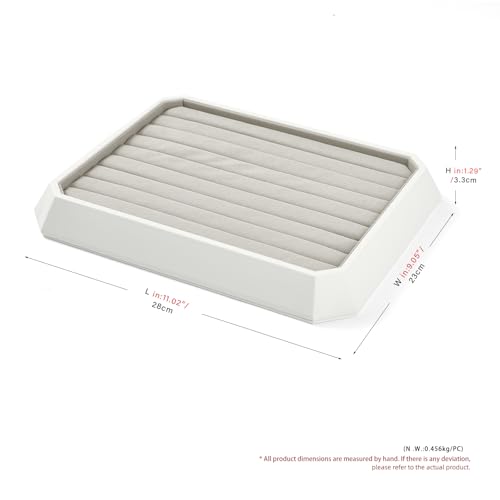 Premium PU Leather Stackable Jewelry Ring Display Tray Ring Earring Display Holder Organizer Showcase(Grey) - color: Grey, size: Ring Tray